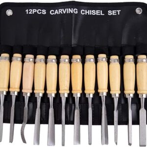 Amazon Brand – Umi 12 Piece Wood Carving Chisel Set nonsharp Woodworking Tools with Carrying Case Great for Beginners and Pros