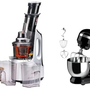AGARO Imperial 240-Watt Slow Juicer with Cold Press Technology & AGARO Royal Stand Mixer 1000W with 5L SS Bowl and 8 Speed Setting (Black)